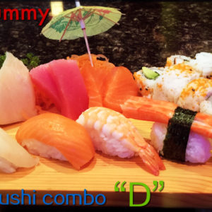 C. California Roll with 4 pcs Sushi, 6 pcs Sashimi (Chef’s Choice)